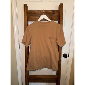 Jesse James Work Shirt Mens S/P Tan Short Sleeve Graphic Pocket Tee